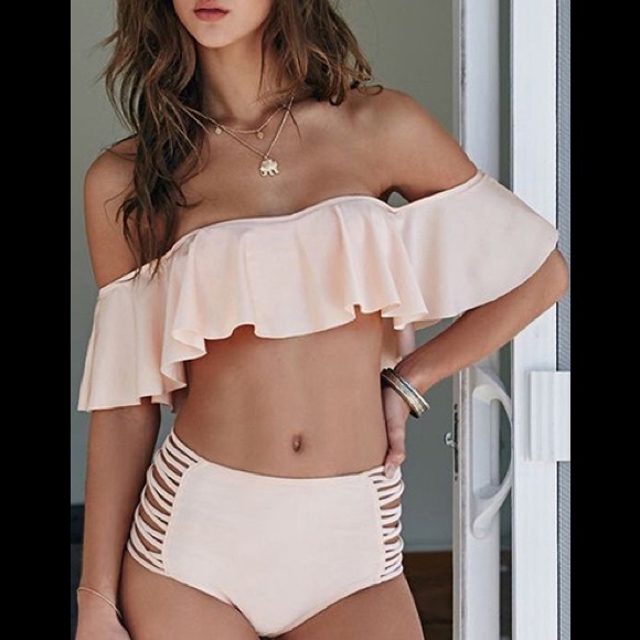 🍍 Ruffle & drop shoulder Swimsuit bikini - Picture 6 of 8